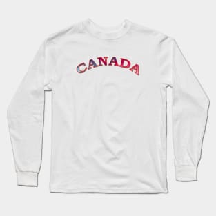 Canada Word Art in shades of Blue and pink Long Sleeve T-Shirt